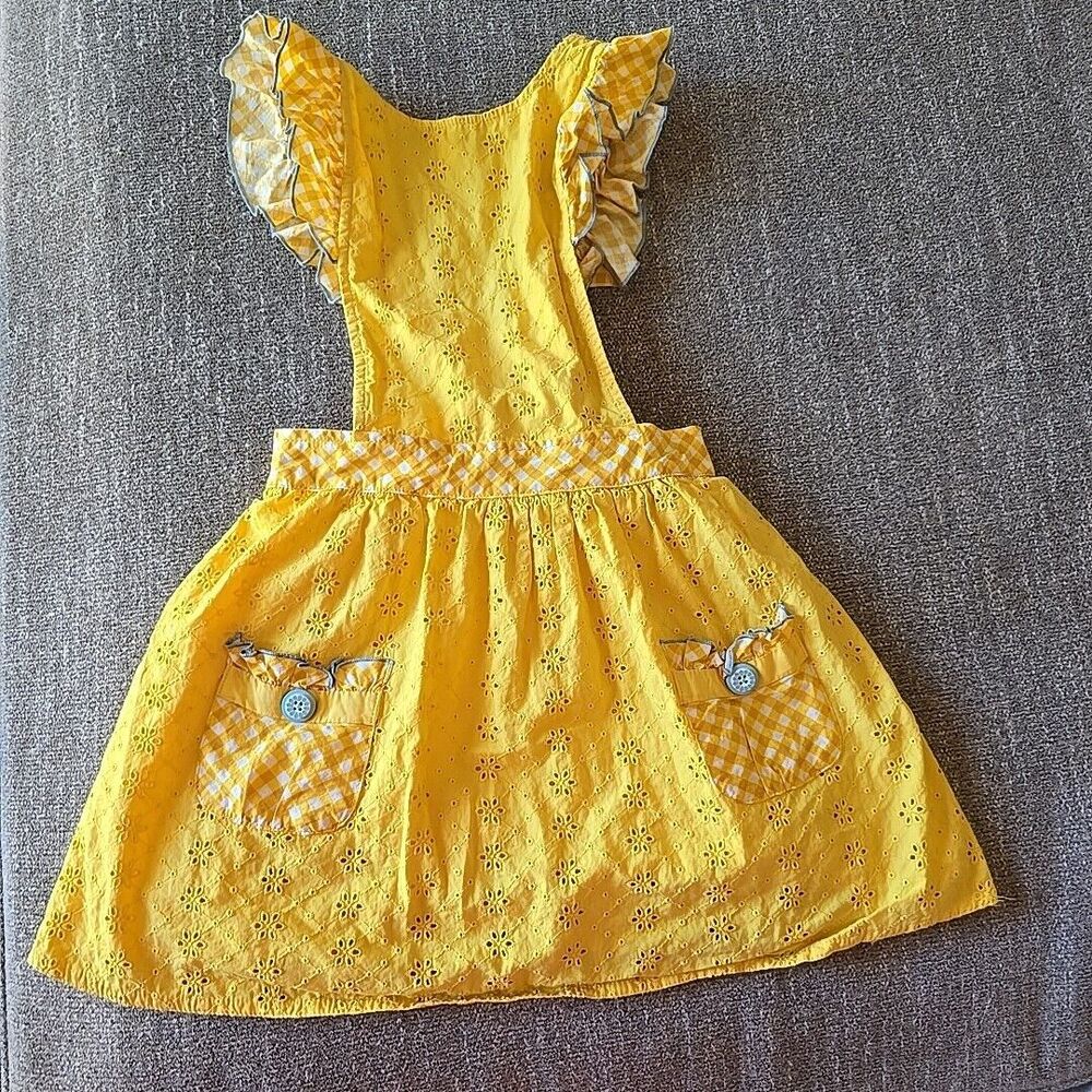 Matilda Jane SPLENDID SUNSHINE PINAFORE Dress 8 Yellow Eyelet Daydream Goldilock